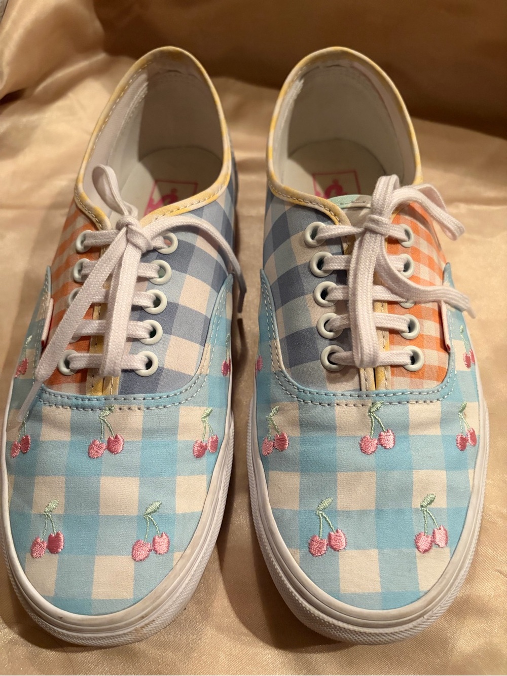 Vans Authentic Gingham Cherry Embroidered Sneakers Women’s 9.5